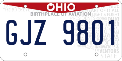 OH license plate GJZ9801