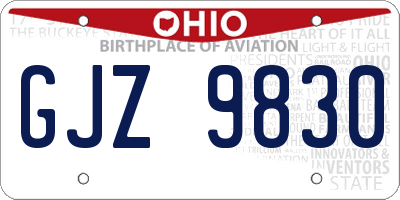OH license plate GJZ9830