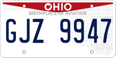 OH license plate GJZ9947