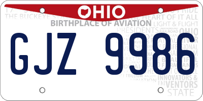 OH license plate GJZ9986