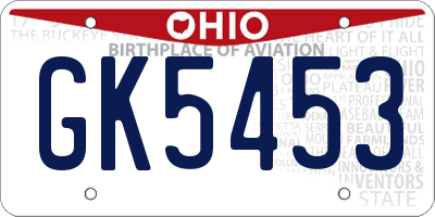 OH license plate GK5453