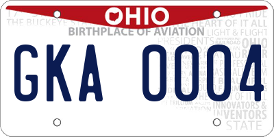 OH license plate GKA0004