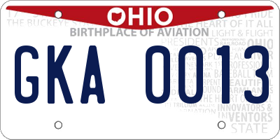 OH license plate GKA0013