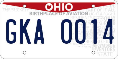 OH license plate GKA0014