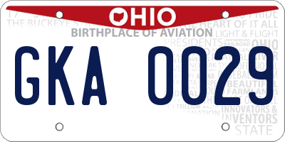 OH license plate GKA0029