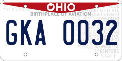 OH license plate GKA0032