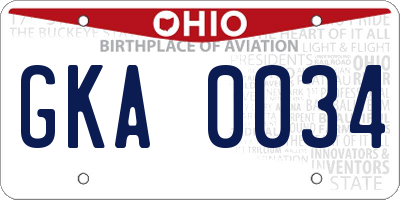 OH license plate GKA0034