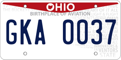 OH license plate GKA0037