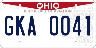 OH license plate GKA0041