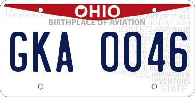 OH license plate GKA0046