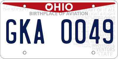 OH license plate GKA0049