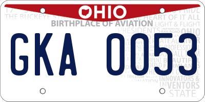 OH license plate GKA0053
