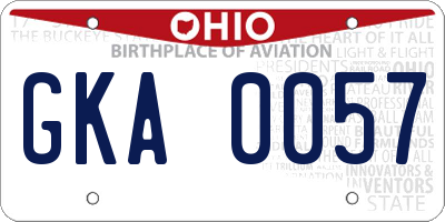 OH license plate GKA0057