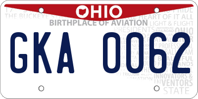 OH license plate GKA0062