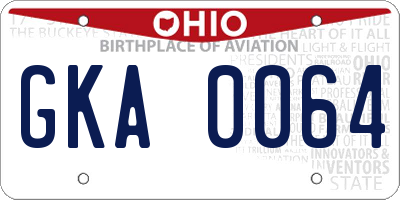 OH license plate GKA0064