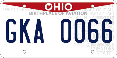 OH license plate GKA0066