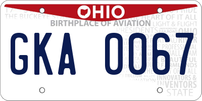 OH license plate GKA0067