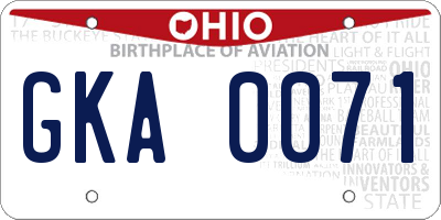 OH license plate GKA0071