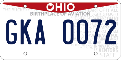 OH license plate GKA0072