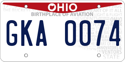 OH license plate GKA0074