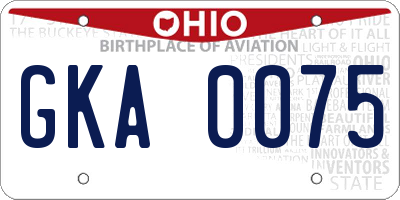 OH license plate GKA0075