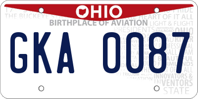 OH license plate GKA0087