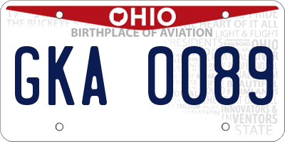 OH license plate GKA0089