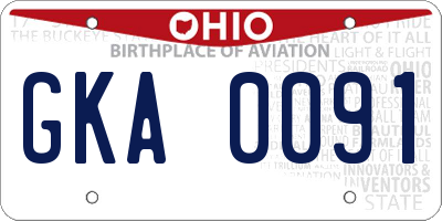 OH license plate GKA0091