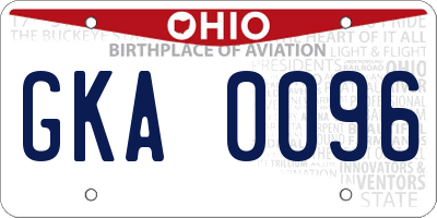 OH license plate GKA0096