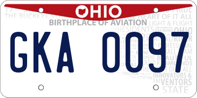 OH license plate GKA0097