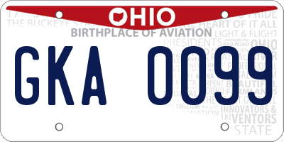 OH license plate GKA0099