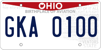 OH license plate GKA0100