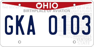 OH license plate GKA0103