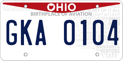 OH license plate GKA0104