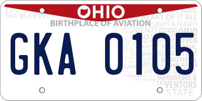 OH license plate GKA0105