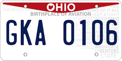 OH license plate GKA0106