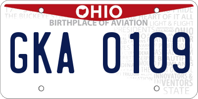 OH license plate GKA0109