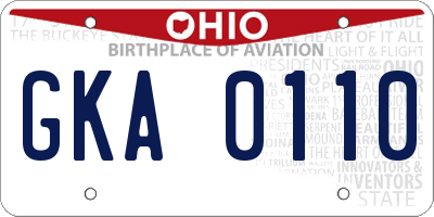 OH license plate GKA0110