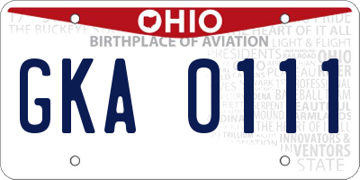 OH license plate GKA0111