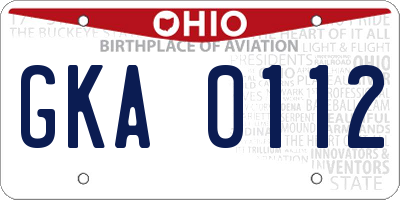 OH license plate GKA0112