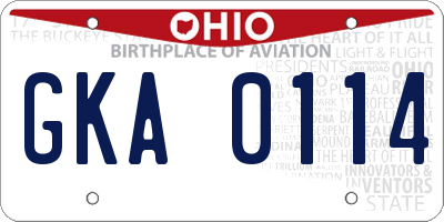 OH license plate GKA0114