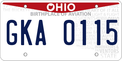 OH license plate GKA0115
