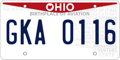 OH license plate GKA0116