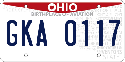 OH license plate GKA0117