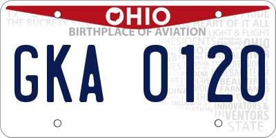 OH license plate GKA0120