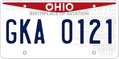 OH license plate GKA0121