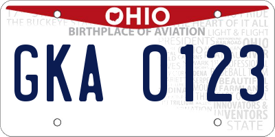 OH license plate GKA0123