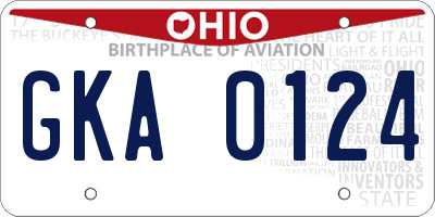 OH license plate GKA0124