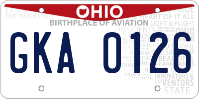 OH license plate GKA0126