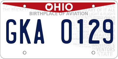 OH license plate GKA0129